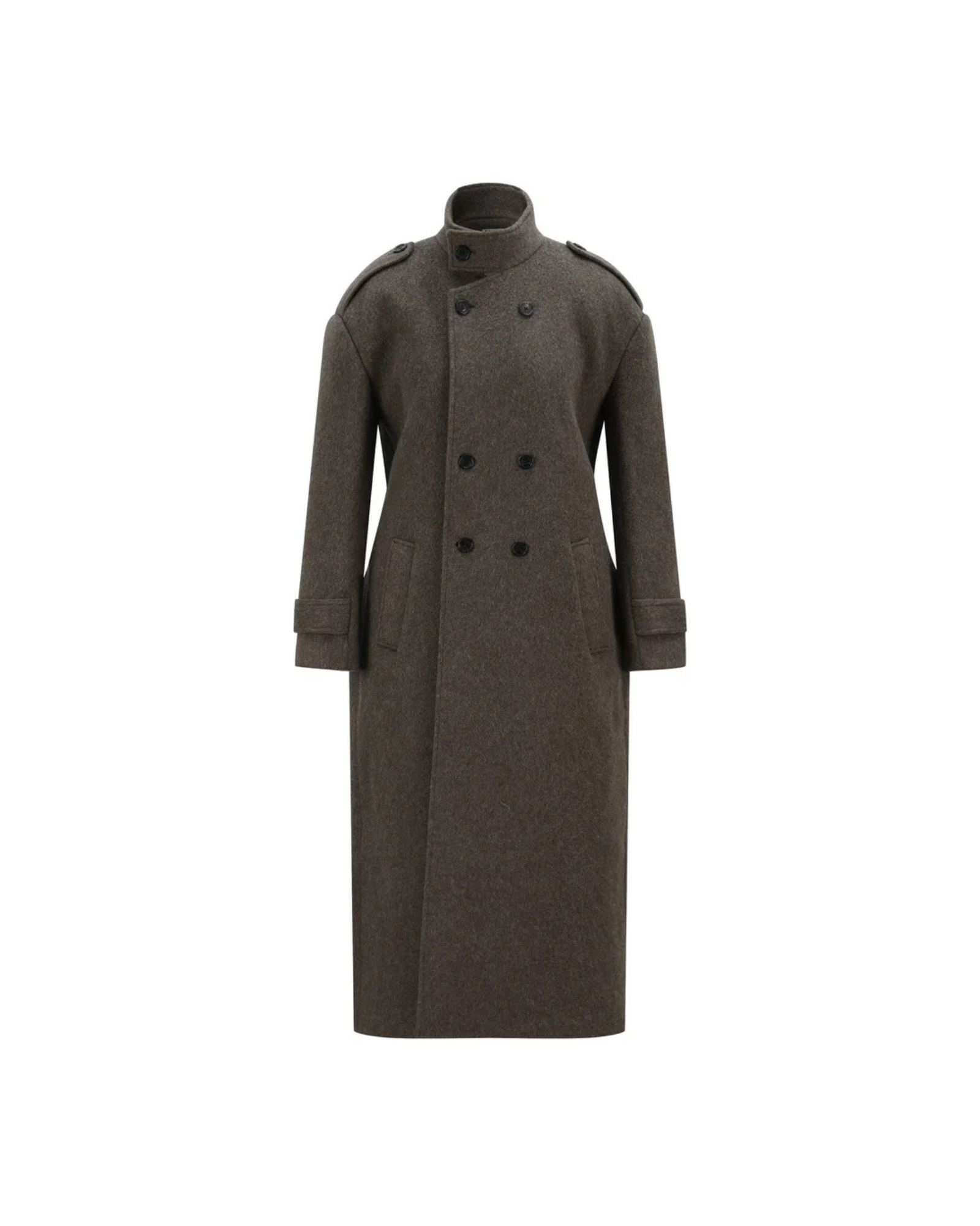 Wool Tailored Trench Coat in Brown