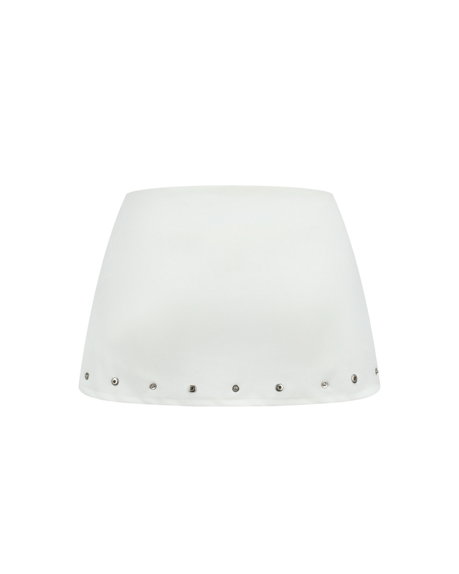 White lampshade with decorative studs on a white background