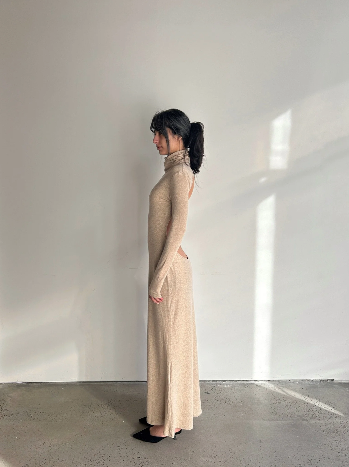 Open Back Gown in Oat