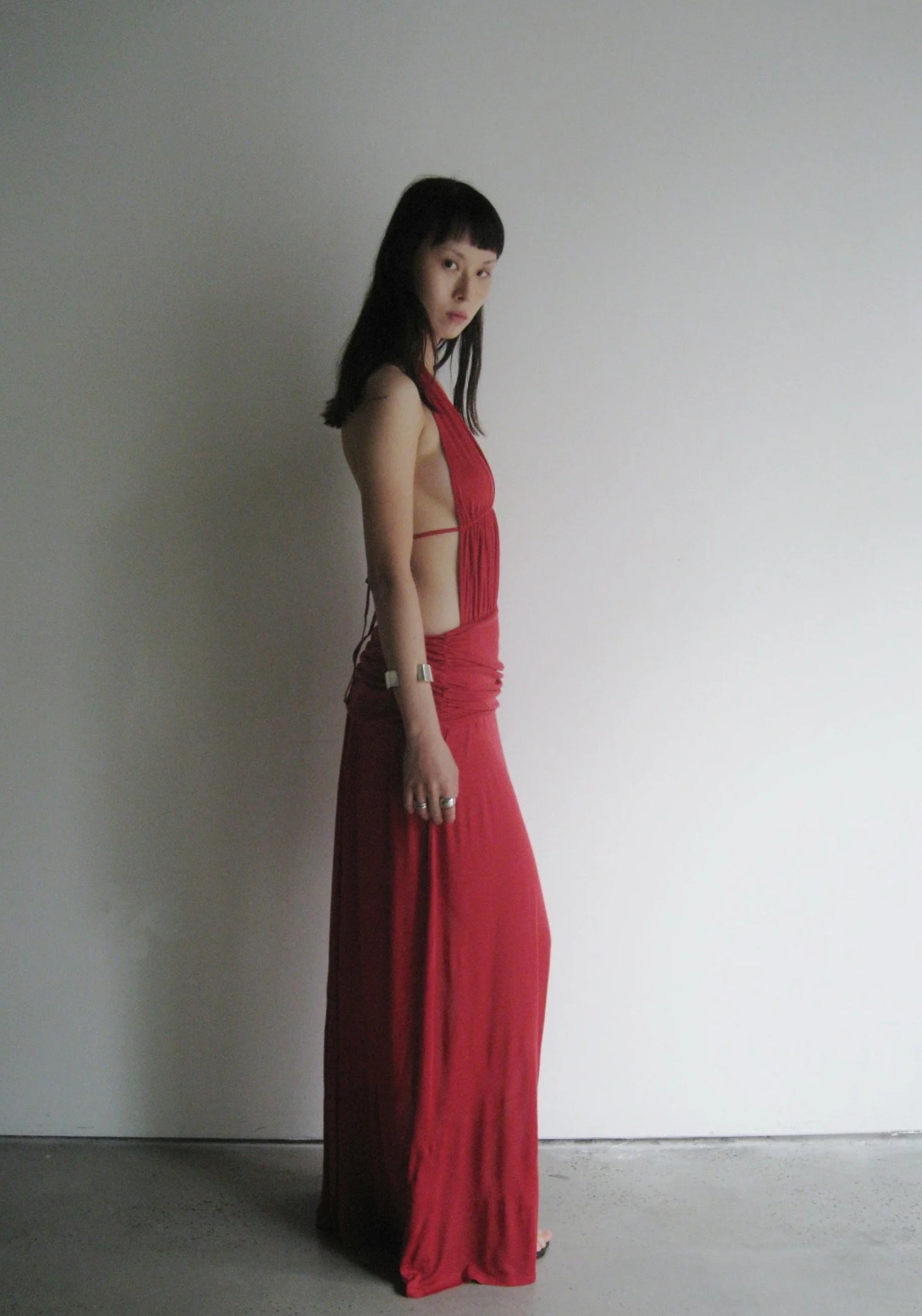 SEACELL© Draped Gown with Open Back in Fiery