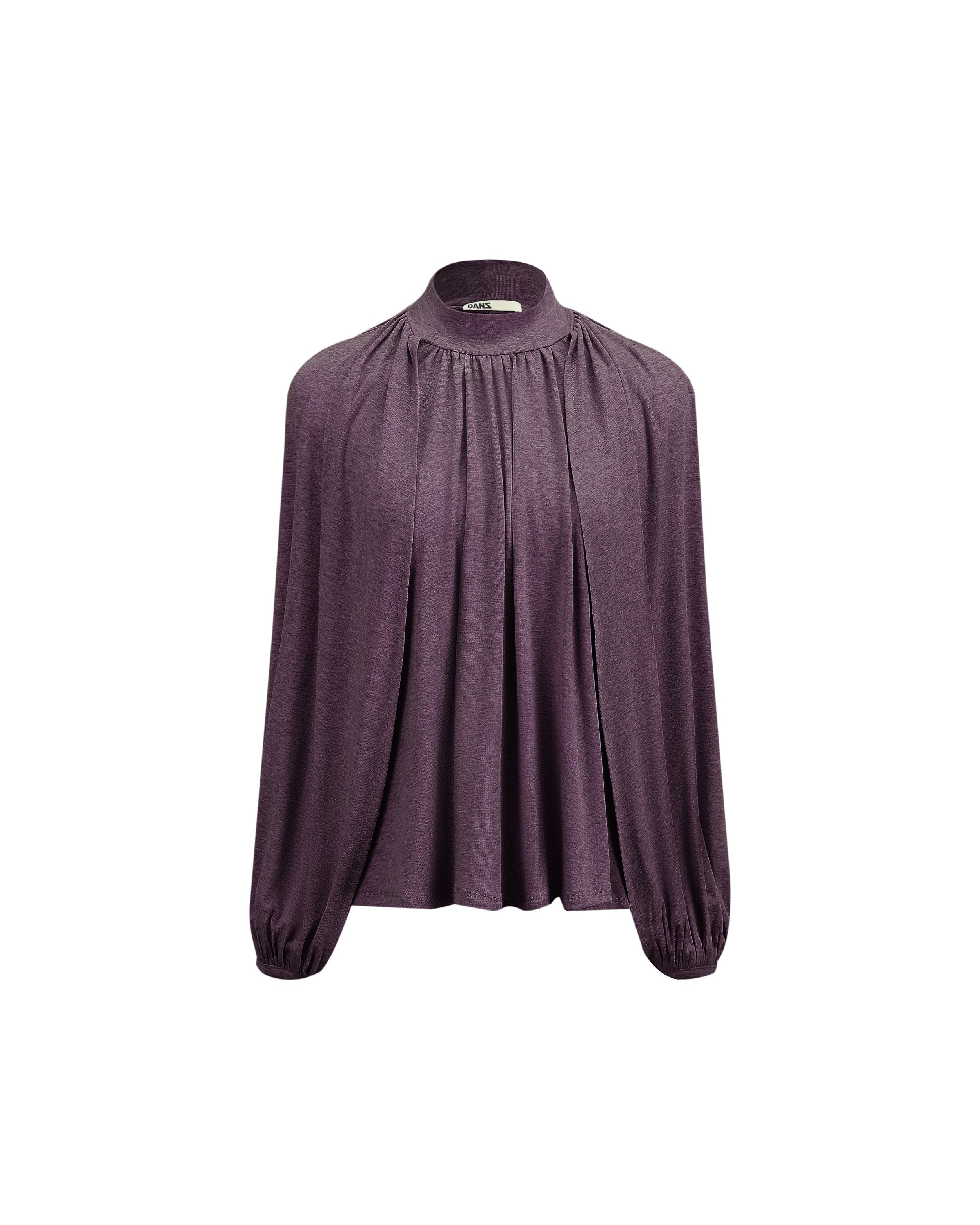 Purple blouse with long sleeves on a white background